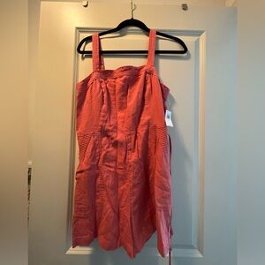Pink/ red linen romper. New with tags
